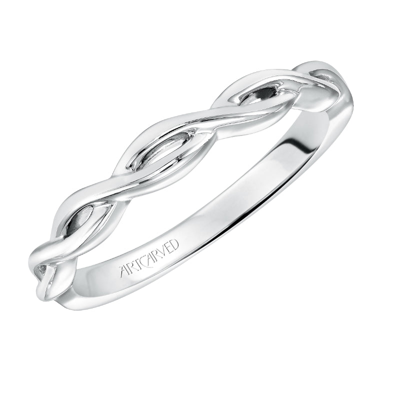 Artcarved Bridal Band No Stones Contemporary Twist Solitaire Wedding Band Alicia 14K White Gold