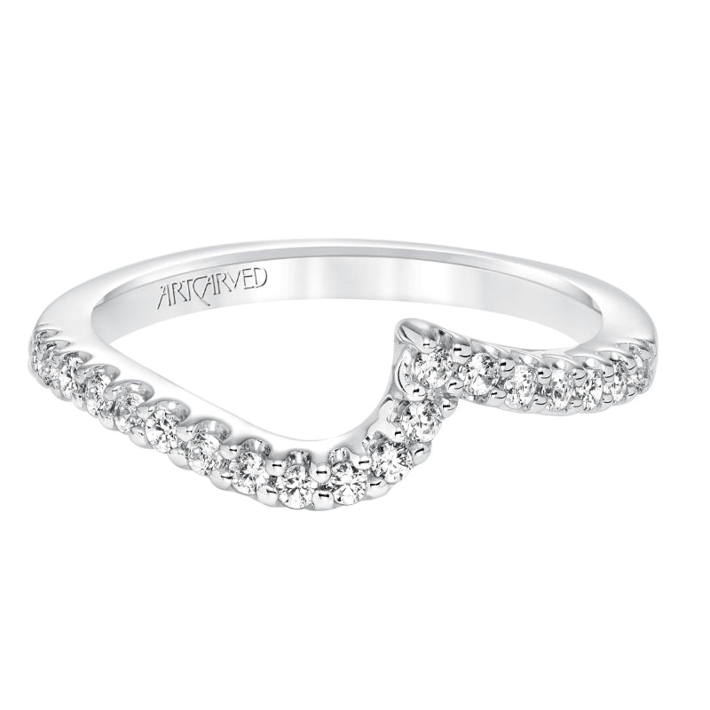 Artcarved Bridal Mounted with Side Stones Contemporary Diamond Wedding Band Orla 14K White Gold