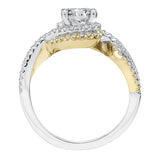 Artcarved Bridal Semi-Mounted with Side Stones Contemporary Halo Engagement Ring Adeena 14K White Gold Primary & 14K Yellow Gold