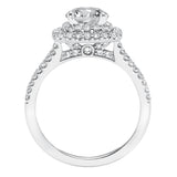 Artcarved Bridal Semi-Mounted with Side Stones Classic Halo Engagement Ring Kristen 14K White Gold