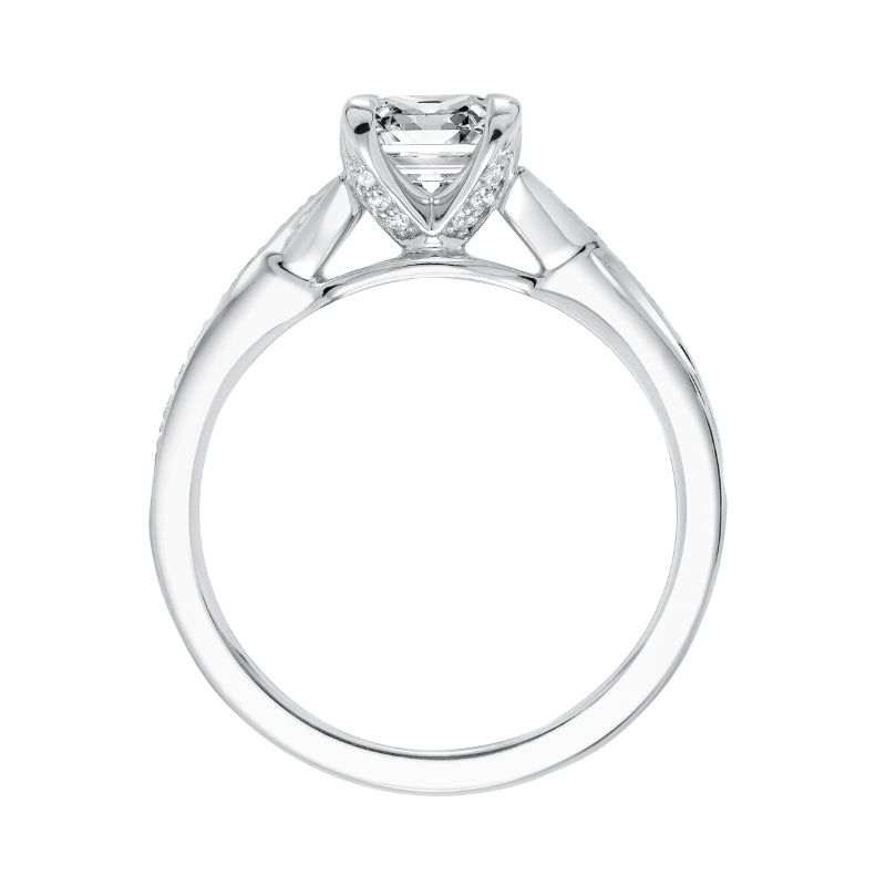 Artcarved Bridal Semi-Mounted with Side Stones Contemporary Twist Diamond Engagement Ring London 14K White Gold