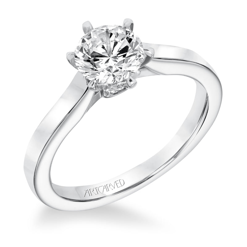 Artcarved Bridal Mounted with CZ Center Classic Solitaire Engagement Ring Jesse 14K White Gold