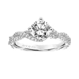 Artcarved Bridal Semi-Mounted with Side Stones Contemporary Twist Diamond Engagement Ring Becca 14K White Gold
