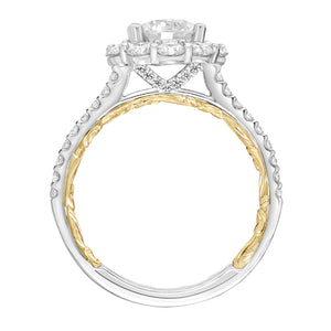 Artcarved Bridal Semi-Mounted with Side Stones Classic Lyric Engagement Ring Cici 18K White Gold Primary & 18K Yellow Gold
