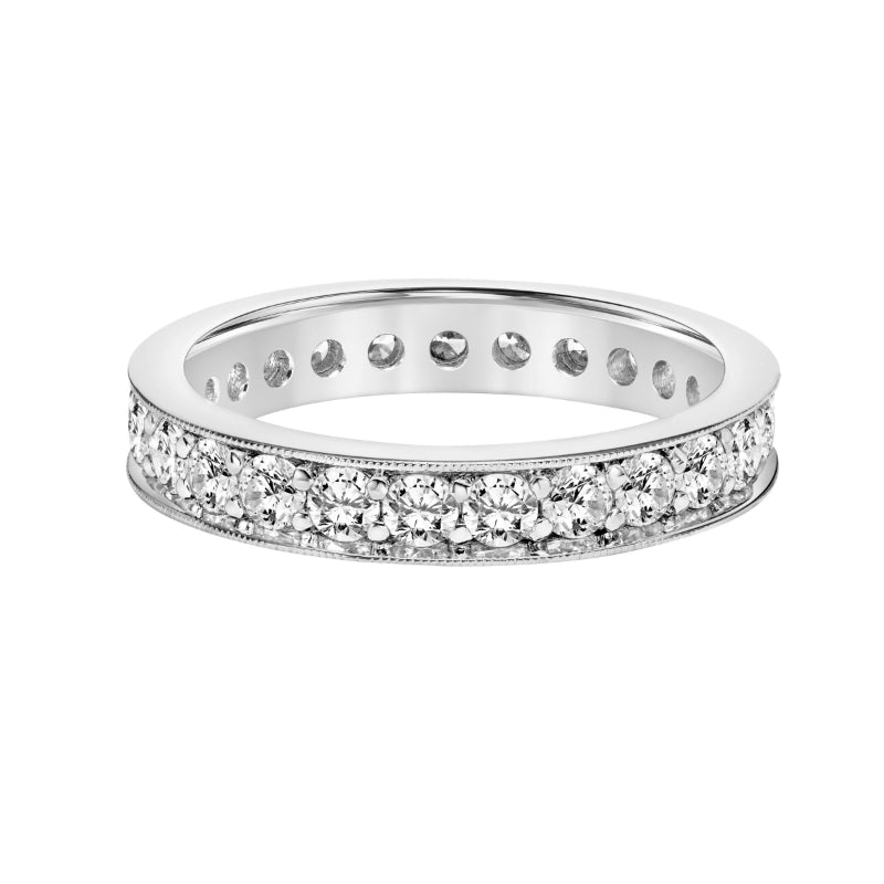 Artcarved Bridal Mounted with Side Stones Classic Eternity Diamond Anniversary Band 14K White Gold