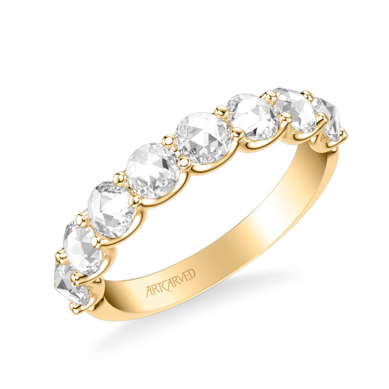 Artcarved Bridal Mounted with Side Stones Classic Rose Goldcut Diamond Anniversary Band 14K Yellow Gold