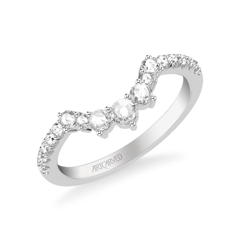 Artcarved Bridal Mounted with Side Stones Contemporary Diamond Anniversary  Ring 14K White Gold