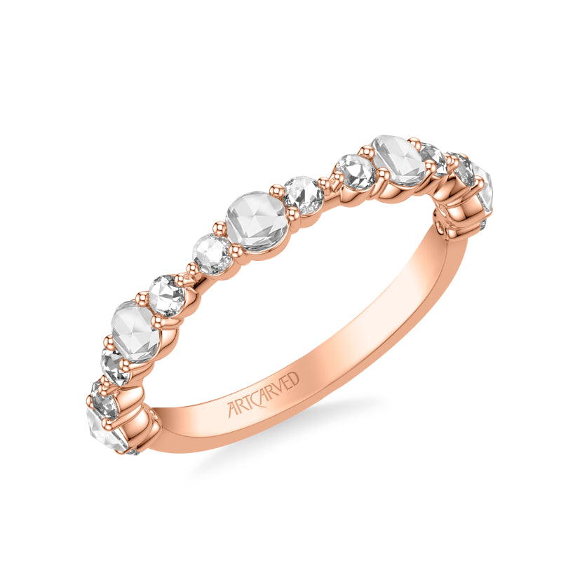 Artcarved Bridal Mounted with Side Stones Contemporary Diamond Anniversary Band 14K Rose Gold