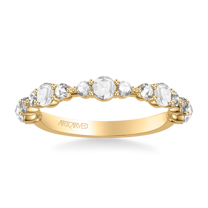 Artcarved Bridal Mounted with Side Stones Contemporary Diamond Anniversary Band 14K Yellow Gold