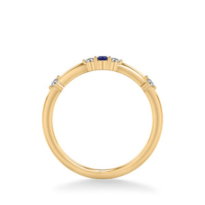 Artcarved Bridal Mounted with Side Stones Classic Anniversary Band 14K Yellow Gold & Blue Sapphire