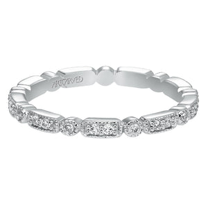 Artcarved Bridal Mounted with Side Stones Vintage Eternity Diamond Anniversary Band 14K White Gold