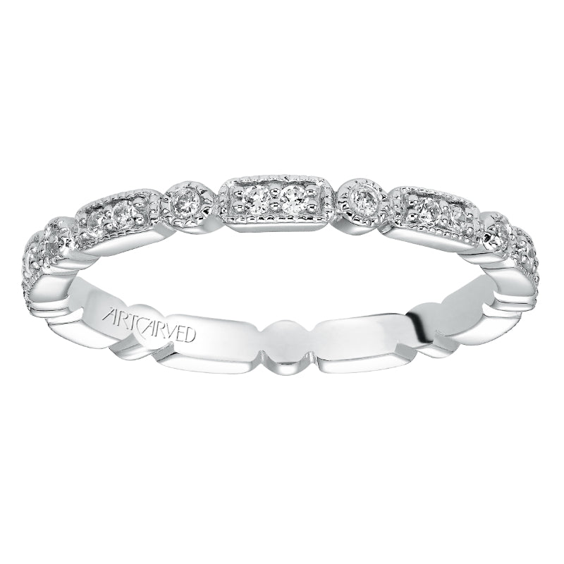 Artcarved Bridal Mounted with Side Stones Vintage Eternity Diamond Anniversary Band 14K White Gold