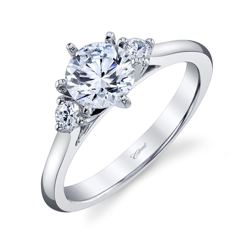 Coast Diamond .13BR 14k White Gold 1ct Solitaire Engagement Ring with .13 Brilliant Round Micro Pave Engagement Ring