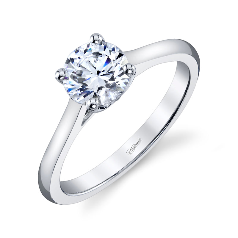 Coast Diamond 14k White Gold 1ct Solitaire Engagement Ring with .01 Brilliant Round Melee Diamonds