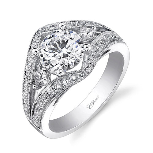 Coast Diamond 14k White Gold 0.61ct Diamond Semi-Mount Engagement Ring With Milgrain Details