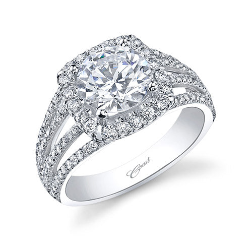 Coast Diamond 14k White Gold 0.58ct Diamond Semi-Mount Fishtail Engagement Ring