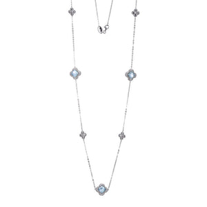 Charles Garnier Sterling Silver Station Necklace made with Triple Stone (Clear Quartz op Top