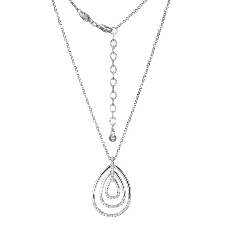 Charles Garnier Sterling Silver Necklace made with CZ  Concentric Pear Shape Pendant