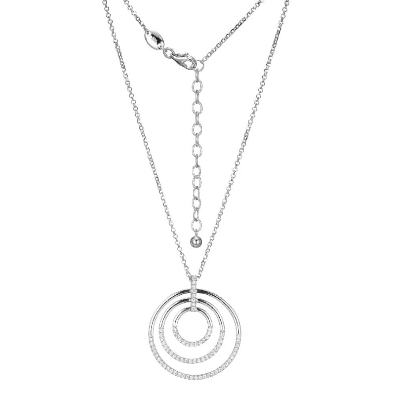Charles Garnier Sterling Silver Necklace made with CZ  Concentric Circle Pendant