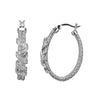 Charles Garnier Sterling Silver Double 2mm Mesh Earrings with CZ Oval approximate 3x22mm Rhodium Finish