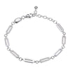 Charles Garnier Sterling Silver Paperclip Bracelet made with Alternated Polish and CZ link (12x4mm)