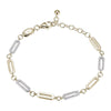 Charles Garnier Sterling Silver Paperclip Bracelet made with Alternated Polish and CZ Links (12x4mm)