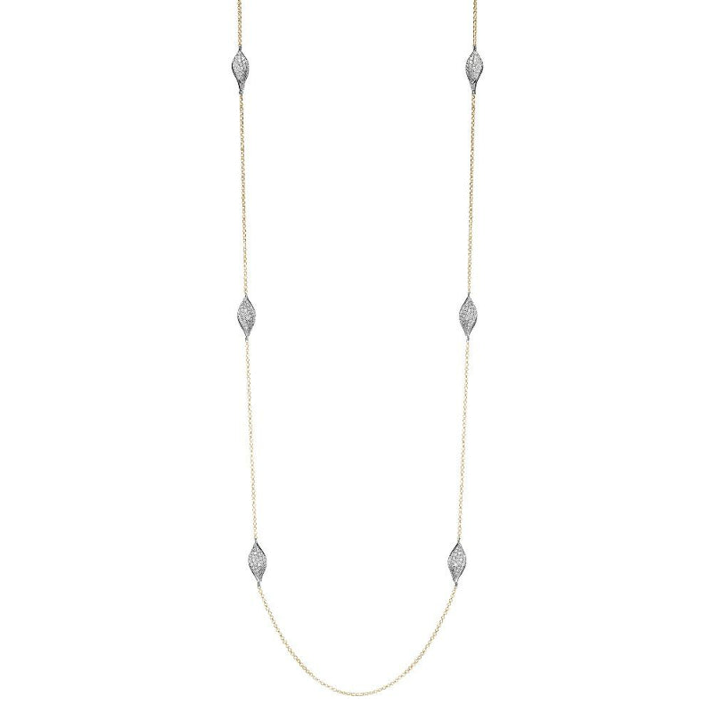 Charles Garnier Sterling Silver Necklace made with Rolo Chain and 6 Twist CZ Marquise (17x8mm) Stations Measures 36'' Long 2 Tone