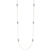Charles Garnier Sterling Silver Necklace made with Rolo Chain and 6 Twist CZ Marquise (17x8mm) Stations Measures 36'' Long 2 Tone