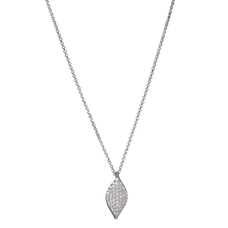 Charles Garnier Sterling Silver Necklace with Twist Marquise Pave CZ on Rolo Chain
