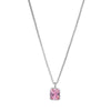 Charles Garnier Sterling Silver Necklace with Pink CZ (Emerald Shape 12X1mm) on Rolo Chain