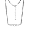 Charles Garnier Sterling Silver Necklace made with Curb Chain (4.7mm) and CZ Measures 17'' Long Plus 2'' Extender for Adjustable Length