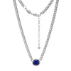 Charles Garnier Sterling Silver Necklace made with Curb Chain (4.7mm) and Created Sapphire (OV 12x1mm)