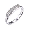 Charles Garnier Sterling Silver Ring with Pave CZ Bar Size 6 Rhodium Finish