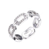Charles Garnier Sterling Silver Ring with CZ Links Size 6 Rhodium Finish
