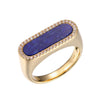 Charles Garnier Sterling Silver Ring made with Lapis Lazuli (17x5mm) and CZ 18K Yellow Gold Finish Size 6