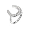 Charles Garnier Sterling Silver Ring with CZ Horseshoe Size 6 Rhodium Finish