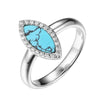 Charles Garnier Sterling Silver Ring made with Marquise Shape Synthetic Turquoise (11x4.5x1mm) and CZ Size 6 Rhodium Finish