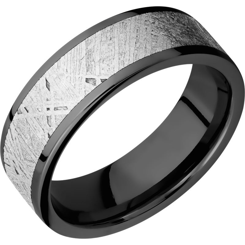 Lashbrook Black Zirconium Meteorite 7mm Men's Wedding Band