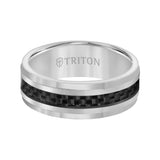 Triton White Tungsten Carbide Men's 8mm Wedding Band