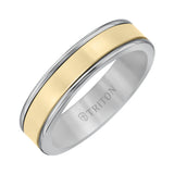 Triton 6MM White Tungsten Carbide Ring - Linear 14K White Gold Insert with Round Edge