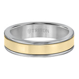 Triton 6MM White Tungsten Carbide Ring - Linear 14K White Gold Insert with Round Edge