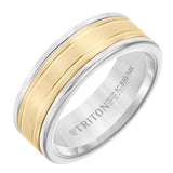 Triton 6MM White Tungsten Carbide Ring - Double Engraved 14K Rose Gold Insert with Round Edge