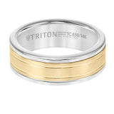 Triton 6MM White Tungsten Carbide Ring - Double Engraved 14K Rose Gold Insert with Round Edge