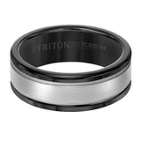 Triton 6MM Black Tungsten Carbide Ring - Step Edge 14K Yellow Gold Insert with Round Edge