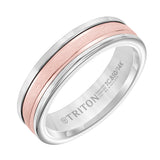 Triton 6MM White Tungsten Carbide Ring - Crystalline 14K Rose Gold Insert with Round Edge