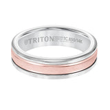 Triton 6MM White Tungsten Carbide Ring - Crystalline 14K Rose Gold Insert with Round Edge