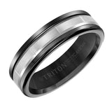 Triton 6MM White Tungsten Carbide Ring - Vertical Cut 14K White Gold insert with Round Edge