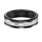 Triton 6MM White Tungsten Carbide Ring - Vertical Cut 14K White Gold insert with Round Edge