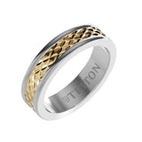 Triton 6MM White Tungsten Carbide Ring - Rhombus 14K Yellow Gold Insert with Round Edge