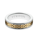 Triton 6MM White Tungsten Carbide Ring - Rhombus 14K Yellow Gold Insert with Round Edge